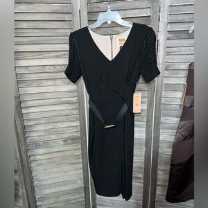 NWT NUE by Shani Black Wrap Dress – Belted Sheath Work Cocktail Size 6